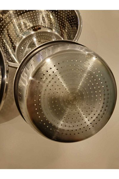tash home Steel Strainer Set - 3 Pieces Rice Bulgur Pasta Etc. Multi-Purpose Kitchen