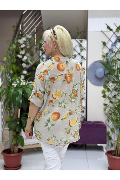 Punta Otantik Κρέμα μπλούζας από ιταλικό βαμβακερό λινό NC154553