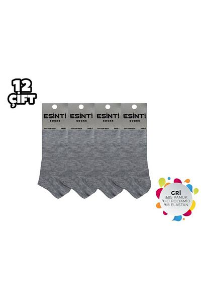 TURKUAZZCENTER Esinti Plain Gray Combed Cotton Booties 12 Pack