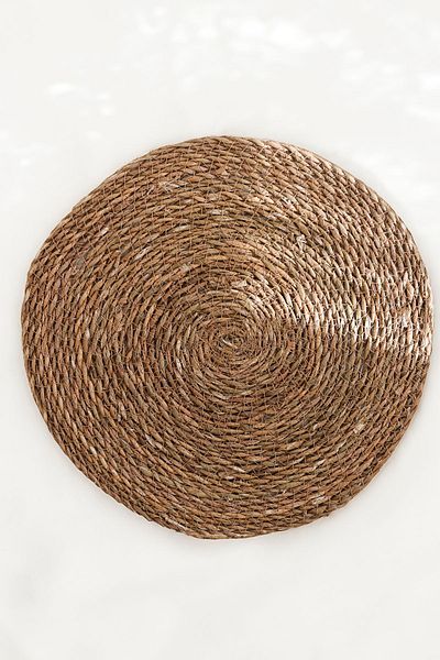 HB LİFE Natural Wicker Knitted Placemat Handmade Round American Service Set of 1