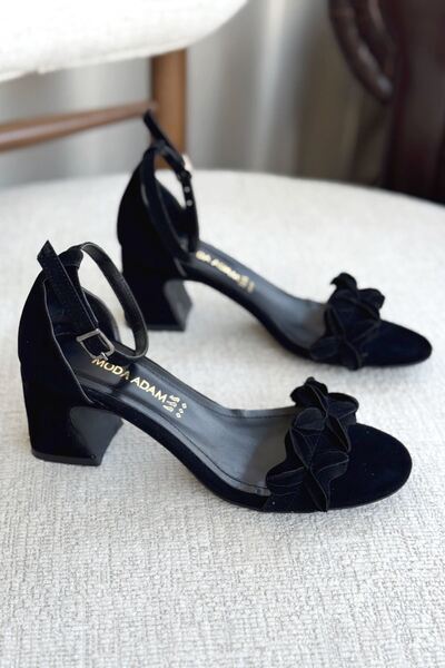 GOFFSHOES حذاء بلاج بكعب منخفض للنساء - جلد سويدي أسود