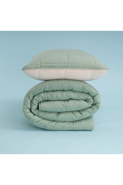 OTHELLO Kullanımı Kolay Çift Kişilik Yastık Alezi Ve Yorgan Seti 220x240 Cm Yeşil - Egeo Life Serisi