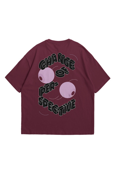 Calvin Jones تي شيرت نسائي رجالي Plum Manifest 222 محاذاة مطبوع كبير الحجم بي...