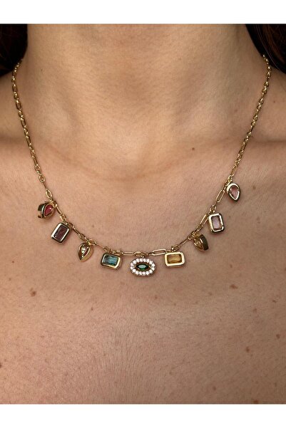 mysteriajewelry Özel Seri Melis Goral 9 Element Taşlı Kolye