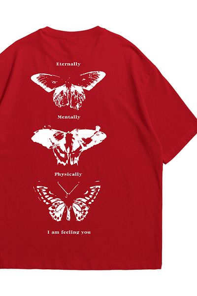 Scrovtie Women Men Red Manifest 666 Reflect Printed Oversize Crew Neck Short Sleeve T-Shirt