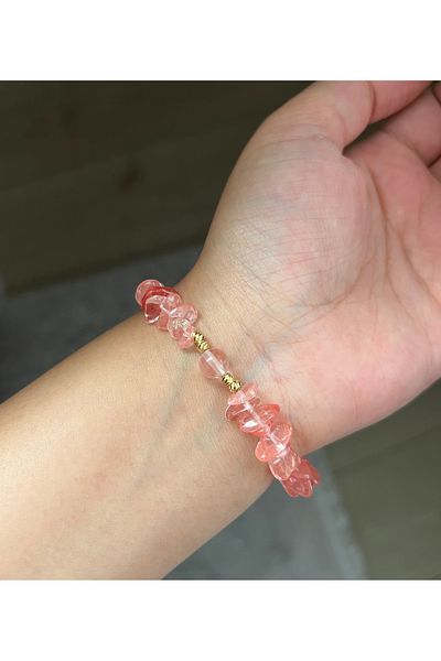 Pel Design Hand Ripped García Quartz Cracked Stone Elastic Bracelet