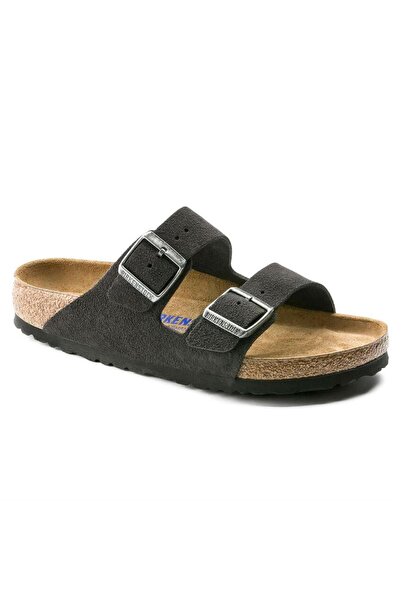 Birkenstock شبشب أريزونا من الجلد السويدي للرجال باللون الرمادي الداكن