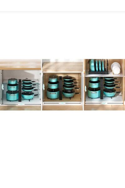 METALAY Organizator pentru oale și tigăi Dulap interior-exterior Raft reglabil pe înălțime cu 8 niveluri