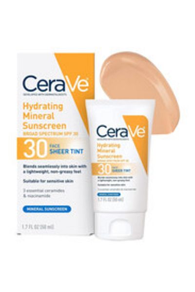 CeraVe Hydrating Mineral Tinted Sunscreen with SPF 30, 1.7 oz