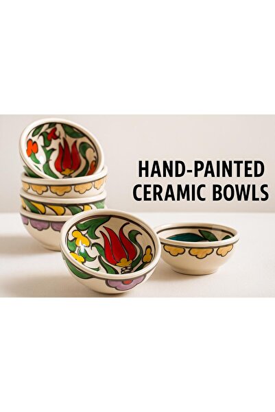 TTSERAMİK طقم أوعية سيراميك ملونة مصنوعة يدوياً مكون من 6 قطع مقاس 8 سم |   م...