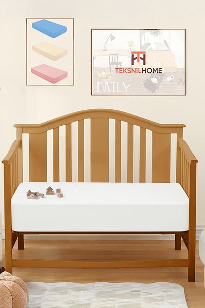 TeksNil Home 100% Cotton Combed Baby Fitted Sheet, Mother's Side Sheet, Nursery Baby Bed Sheet