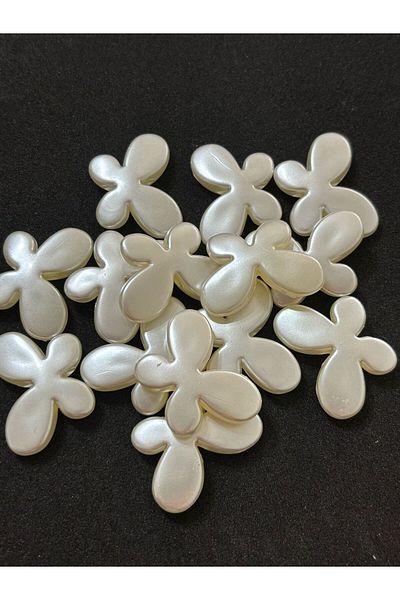 BEİLYS COSMETİCS & ACCESSORY Butterfly Pearl Pearlescent Off-White (50 Pieces) Perforated Sewing Pearl