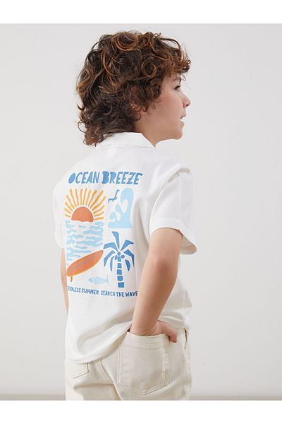 LC Waikiki Boy's Shirt: Resort Collar Pattern City Style