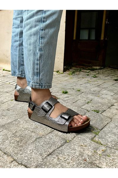 COMFORT OF PANTOFOLE Sandale argintii strălucitoare