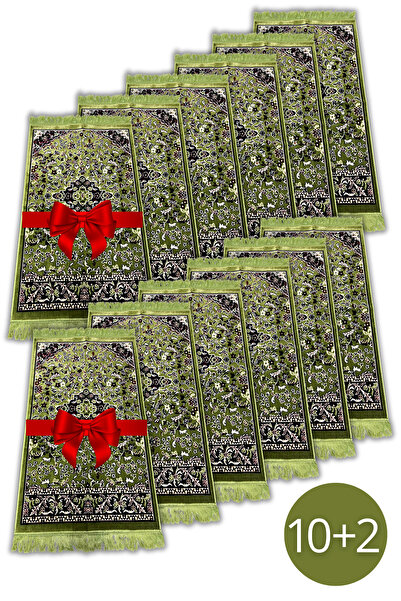 Buhara Tekstil Çiçek Bahçesi Dokuma 10 +2 Hediye Yeşil Seccade Seti