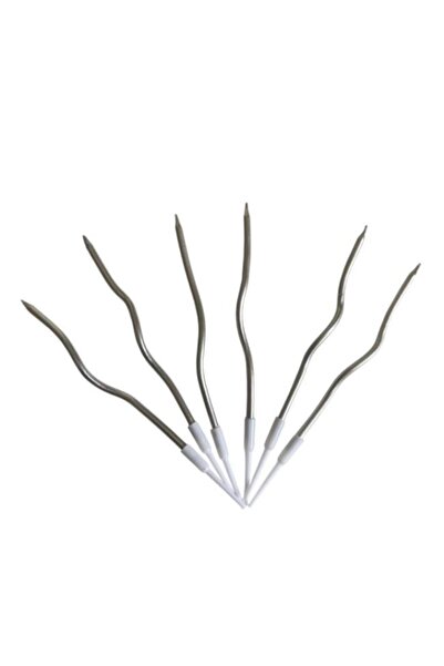Pastaland Eğik Pasta Mumu Gümüş Renkli 6 lı 14 cm
