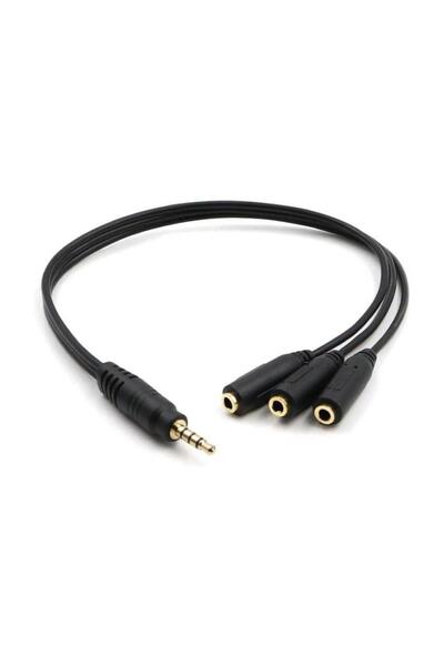 SANEC 3 Lü Stereo Çoklayıcı, 3 x 3.5 mm Aux, 1 giriş 3 çıkış 3.5mm jak Kablo