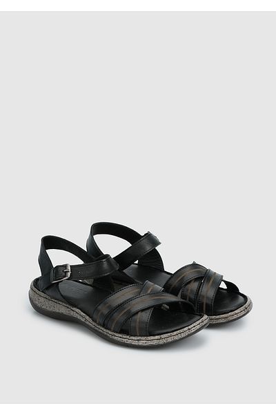 Eclipse Black Leather Women's Comfort Sandals