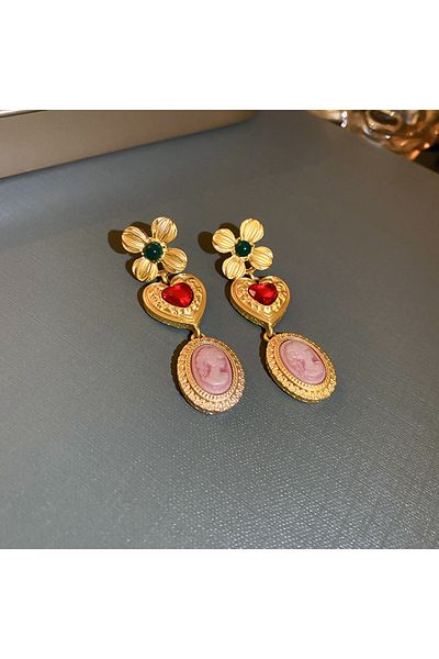 Choice HE10126-1 Medieval Rhinestone Flower Heart Drop Necklace 2022 NEW VINTAGE Palace Temperament Collar