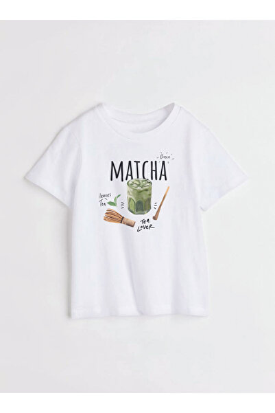 Disante Matcha Printed Crew Neck Basic Trend Women's T-Shirt