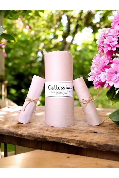 CollessiaHome 100% Cotton Satin Double Fitted Premium Bed Sheet Set Bed Sheet Set - Powder Pink