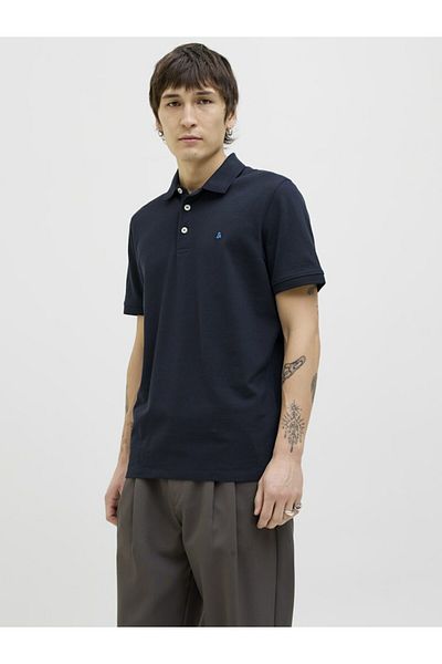 Jack & Jones Men's Navy Blue2 Jjepaulos Polo Ss Noos Polo T-Shirt 12136668 -Skycaptai