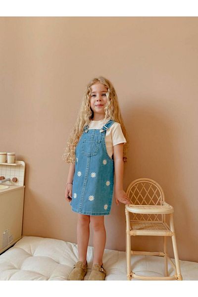 RAPAPA Copil de sex feminin (NU INCLUDE BLUZĂ) Rochie din denim Salopet 2642