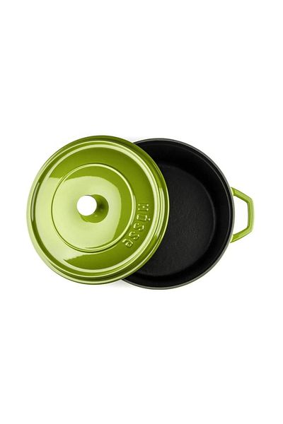 HOSSE Green 24 cm Cast Iron Deep Pot