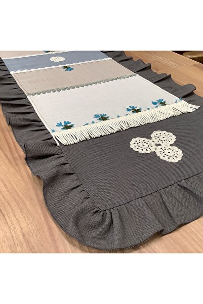 OYA home Patchwork & Fırfırlı & Iğne Oyalı & El Dantelli Runner-50*150 Cm