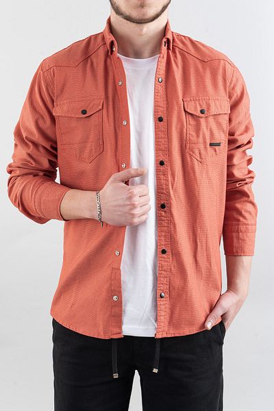 bombe Slim Fit pánská džínová košile Granátové červené