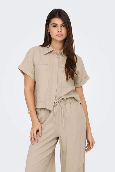ONLY Women's Linen Short Sleeve Shirt - 15338744