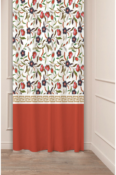 GREENDECOR Design special, frunze de flori, linie antică, model etnic, digital cu imprimeu (o singură aripă), perdea de fundal modernă și elegantă