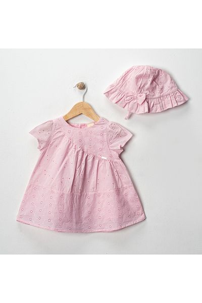DFN Scallop Baby Girl Dress with Hat