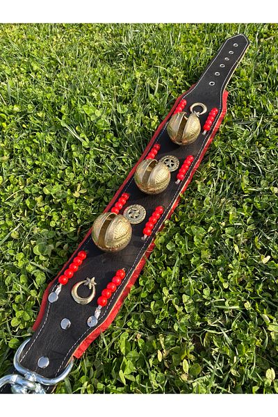 Sürmeli Tasma Wide Kangal Dog Collar - Large Bell - Genuine Leather