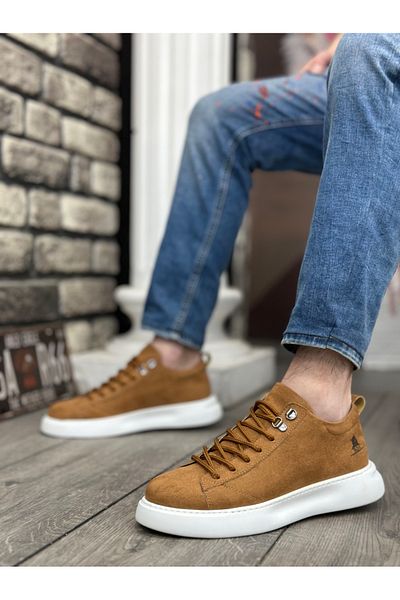 EBRUS TREND Et0331 Lace-Up Men's High Sole Tan Suede White Sole Sports Shoes