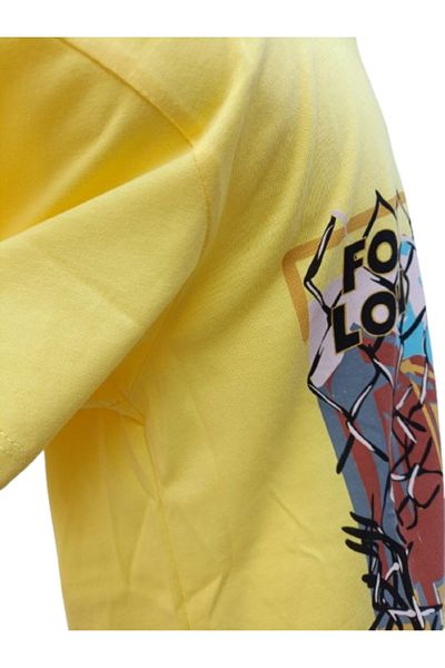 Çikoby Boy's Digital Printed Yellow T-Shirt