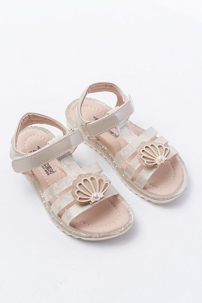 p papuccum ortopedi çocuk ayakkabıları Girl's Gold Pearl Non-Slip Sole Sandals
