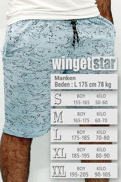 wingetstar Ανδρικό μπλε γκρι δύο κλωστές 85% βαμβάκι 15% πολυεστέρας Άνετη εφαρμογή καθημερινά εμπριμέ βερμούδα