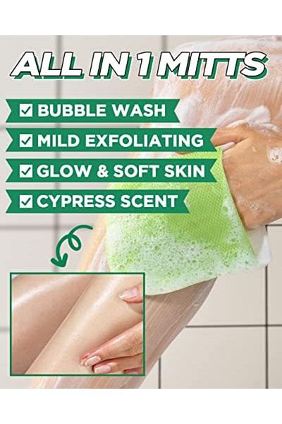 Moms Bath Recipe Mom's Bath Recipe Body Peeling Pad Original, All in One Bubble Body Wash & Scrub Gloves with Honey &