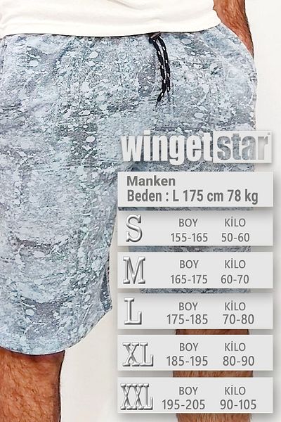 wingetstar Ανδρικό μπλε μωσαϊκό με δύο κλωστές 85% βαμβάκι 15% πολυεστέρας Άνετη εφαρμογή Casual εμπριμέ βερμούδα