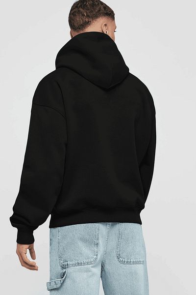 Cilexi Μαύρο Relaxed Oversize Φούτερ με κουκούλα Ανδρικά Γυναικεία Hoodie Unprinted