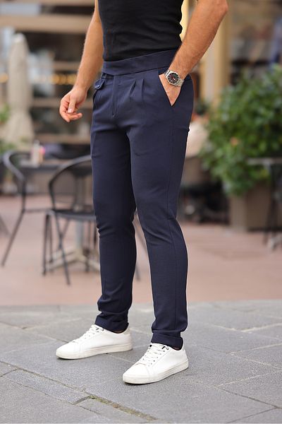 BASEL.CO Belt Detailed Belted Old Money Fabric Trousers
