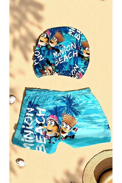 MİLAYS LİFE HOME COLLECTİON Pantaloni scurți și costum de baie pentru copii cu imprimeu Mi̇lays