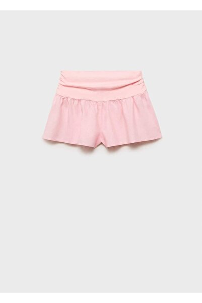 MANGO Woman Beli dökümlü keten şort