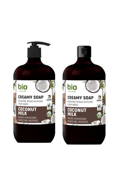 bio natural aroma 97% Organic and Vegan Liquid Hand Soap Coconut & Milk 2 X 946 Ml.