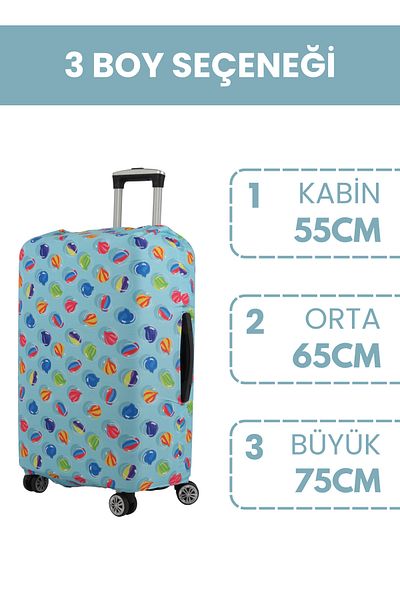 Lubros Elastic Wipeable Durable Planet Suitcase Large Medium Small Size-Colorful Ball Pattern
