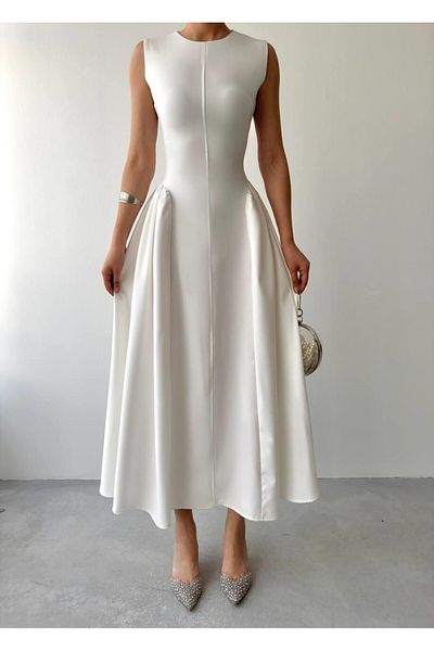 Julidress Rochie de invitație creion plisată cu decolteu rotund