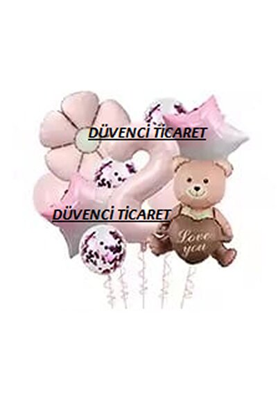 DÜVENCİ TİCARET مجموعة بالونات عمر على شكل قلب على شكل دب ديزي