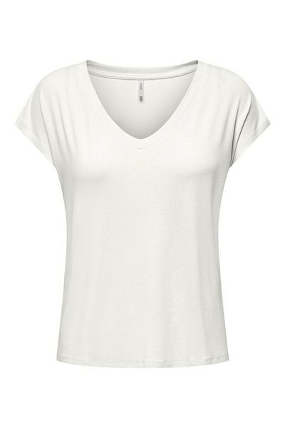 ONLY Tricou alb Onlrilla S/s pentru femei cu decolteu în V Jrs 15315776-Clouddanc