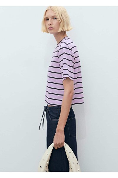 MANGO Woman Ριγέ μπλουζάκι oversize